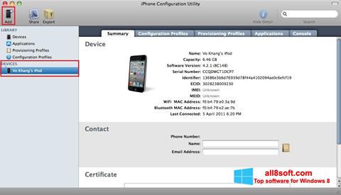 Screenshot iPhone Configuration Utility Windows 8