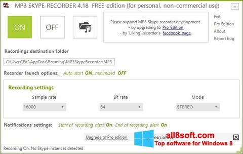 Screenshot MP3 Skype Recorder Windows 8