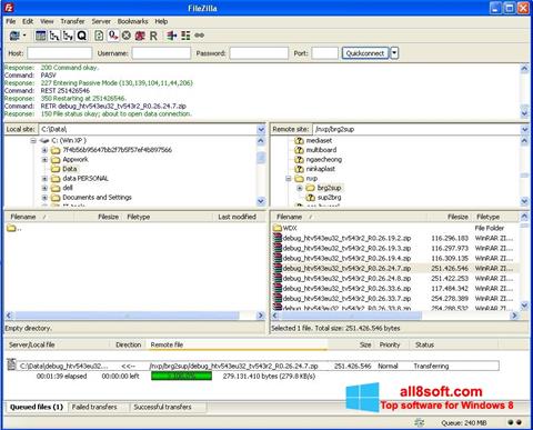 Screenshot FileZilla Windows 8
