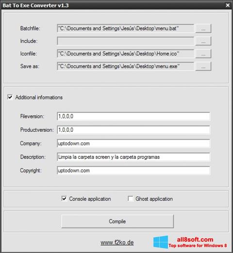 Screenshot Bat To Exe Converter Windows 8