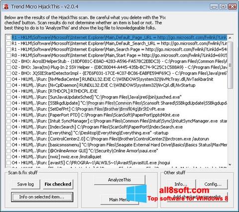 Screenshot HijackThis Windows 8