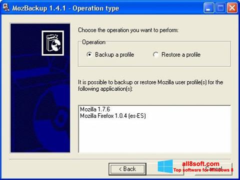 Screenshot MozBackup Windows 8
